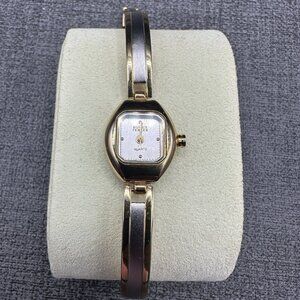 Bijoux Terner Womens Watch Swiss Quartz Two Tone Bangle Band White Dial Vintage